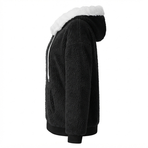 Custom <b>Sherpa</b> <b>Fleece</b> Hoodie Men Women Cozy Warm Winter Plush Zipper Hooded Sweatshirt Casual Outdoor Fashion Clothing Supplier - Product Image 3