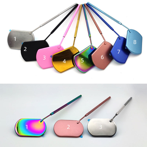 Miroirs de poche cosmétiques ovales rouges lumineux en acier inoxydable personnalisés avec logo, de haute qualité, prix de gros - Product Image 4