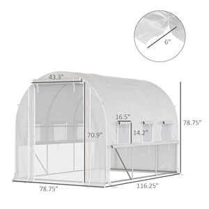 10X7 'X 7' X 7 'Tunnel Walk-in serra con copertura Anti-strappo PE piante da esterno scuola materna porte a cerniera maglia finestre colore bianco - Product Image 3