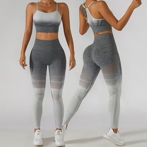 Conjunto Deportivo de 2 Piezas para Mujer, Transpirable, Sin Costuras, de Spandex/Nailon, Ecológico, de Secado Rápido, para Correr en Interiores, Fitness y Yoga - Product Image 2