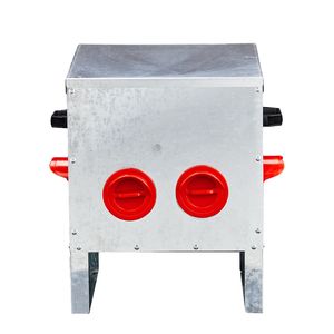 Mangiatoia Automatica per Polli di Grande Capacità a 4 Porte con Manici in PVC Anti-Roditore e Coperchio, Mangime Zincato per Uso Agricolo - Product Image 1