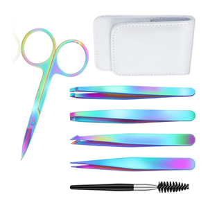 Ensemble de pinces à sourcils tendance, pointe fine, ciseaux en acier inoxydable, kit de brosses, accessoire de maquillage durable - Product Image 2