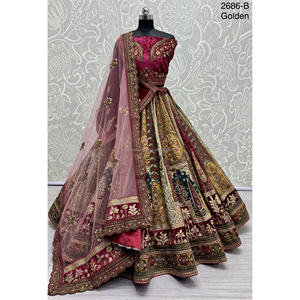 Fabzone Indian Bridal Velvet Collections Robes de mariée avec Zarkhan Work for Brides - Product Image 3