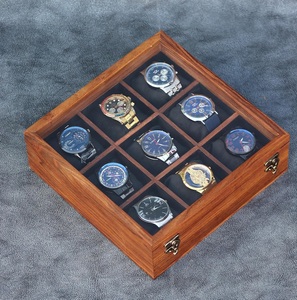 AHTE MANUEXPO UR-065 Handcrafted Wooden Watch & Jewelry <b>Storage</b> <b>Box</b> 10 Slot Glass Lid Brass Hinges Premium From Uttar Pradesh - Product Image 5