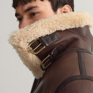 Chaquetas de Cuero de Piel de Oveja Personalizadas Casuales para Hombre, Chaqueta Bomber de Piel de Oveja Genuina, Chaqueta de Estilo Urbano - Product Image 4