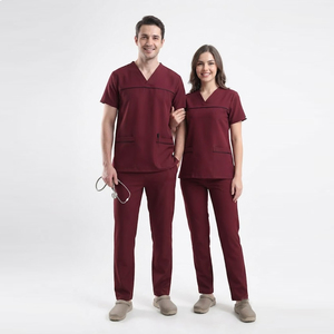 Unisex Custom Nursing <b>Scrub</b> <b>Set</b> Medical Uniform Hospital Nurse <b>Scrubs</b> V Neck Top Jogger Pants <b>Set</b> - Product Image 6
