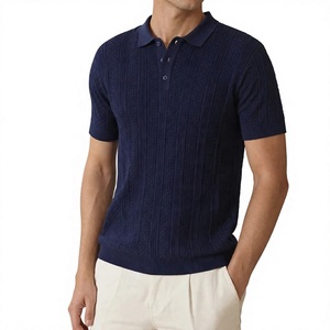 Polo en maille jacquard 100 % coton personnalisé avec logo et marque privée pour homme, idéal pour l'été, coupe oversize à manches courtes - Product Image 2