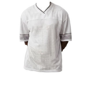 Maillot de football en maille noire à col en V pour homme, manches courtes, respirant, en polyester, coupe classique, toutes saisons, vente en gros - Product Image 4
