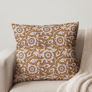 Housse de coussin imprimée à la main, magnifique, pour les intérieurs modernes et traditionnels, 24x24, housse de coussin imprimée, décoration de canapé - Product Image 1