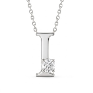 Elegante colgante con letra del alfabeto, diamante cultivado en laboratorio y natural, letra I con diamante de corte brillante redondo, regalo de joyería unisex. - Product Image 2