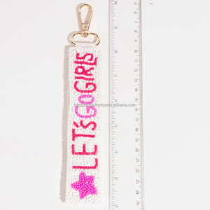 Lets Go Girls Handmade Eco-Friendly Durable Beaded Keychain for Star Embroidered Letter Design Seed Beads Key Tag Custom Bag - Product Image 2