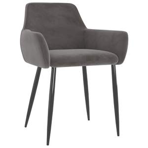 Ensemble de 4 chaises de salle à manger en velours gris foncé 100% polyester avec structure en métal - Product Image 2