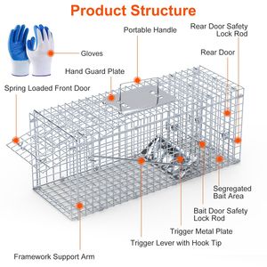 Trappola Pieghevole Resistente da 25,59 Pollici per Animali Domestici con Rilascio Vivi - Per Conigli, Scoiattoli, Opossum, Puzzole, Gattini e Altro! - Product Image 6