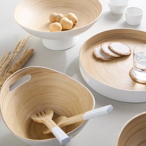 Ensemble de bols de service en bambou filé avec plateau et ustensiles, vaisselle en bambou, cuillères à salade, pour aliments, fruits, table à manger, fabriqué au Vietnam - Product Image 6