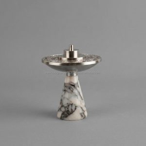 Ensemble de 3 encensoirs Mabkhara en métal effet marbre faits à la main, base conique, pour encens arabe, décoration de table, direct usine - Product Image 6
