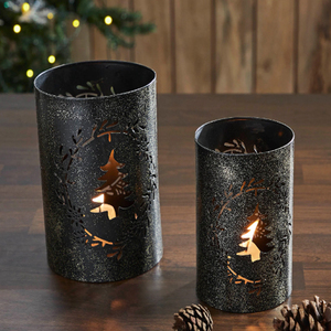 Portavelas Votivas de Metal Blanco Envejecido con Diseño de Árbol de Navidad - Product Image 6