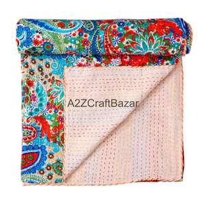 Juego de Edredón de Algodón Orgánico Estampado a Mano, Diseño Tradicional de Lujo, Estilo Kantha Vintage, Transpirable, Ecológico, para Todas las Estaciones - Product Image 1