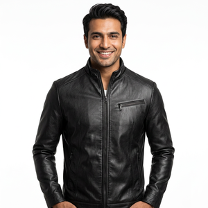 High Quality <b>Mens</b> <b>Leather</b> <b>Jackets</b> with Stand Collar Winter Fashion Custom Logo New Arrival OEMODM Service <b>jacket</b> for <b>men</b> - Product Image 3