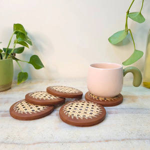 Handmade Natural Rattan <b>Coaster</b> Set Non-Slip Eco-Friendly 8mm Thick Boho Luxury <b>Drink</b> Mats <b>for</b> Tea Coffee At Wholesale Price - Product Image 4