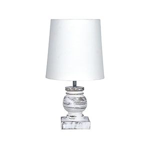 White Resin Draped Table Lamp Distressed Silver Finish Tabletop <b>Bedside</b> <b>Reading</b> <b>Light</b> Decorative Home Decor - Product Image 2