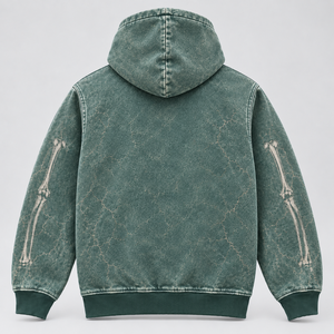 Sudadera con Capucha Verde para Hombre con Estampado de Esqueleto, Diseño por Sublimación, Corte Regular, Ropa Casual de Otoño, Precio al por Mayor, OEM - Product Image 6
