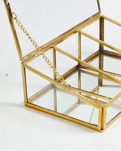 Designer Gold Metal Frame Glass Storage Case Luxury <b>Trinket</b> Organizer Transparent Jewelry Display <b>Box</b> Hinged Lid Decorative Home - Product Image 4