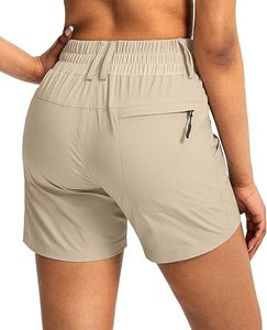 Shorts de randonnée et de golf respirants en nylon et élasthanne pour femmes, shorts cargo extensibles à taille haute avec poches fonctionnelles, shorts à séchage rapide - Product Image 2