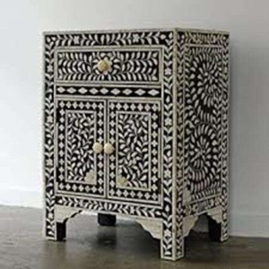 ILAHI's Bone Inlay <b>Drawer</b> Table Modern Design Agate Detailing Three-layer <b>Storage</b> Portable Home Furniture - Product Image 4