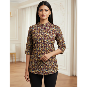 Venta al por mayor de blusas cortas Kalamkari de alta calidad de Laxmi Lifestyle, ropa tradicional india para mujer, para fiestas, en tela de rayón con estampado en lámina. - Product Image 3