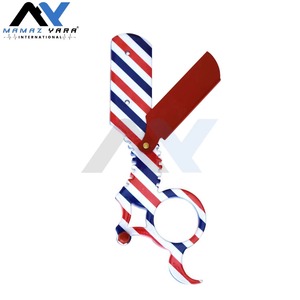Professional Single Ring Striped Stainless Steel Straight Edge <b>Razor</b> Sustainable Single Blade Barber Shavette <b>Mens</b> Shaving Tool - Product Image 1