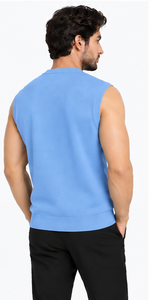 Pull sans manches en maille de laine mélangée pour homme, col rond, logo personnalisé sur le devant, chaud pour l'hiver, haute qualité, vente en gros de tricots - Product Image 5