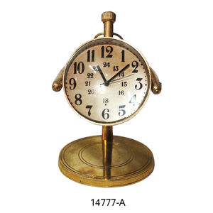 Horloge exclusive de roue de bateau nautique en laiton avec support et base en bois horloge faite à la main pour les cadeaux et la décoration de la maison - Product Image 5