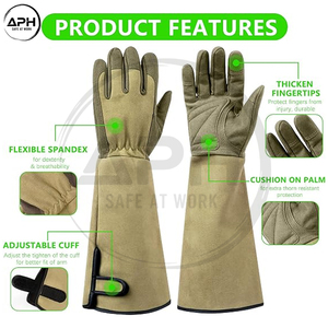 Gants de jardinage vert olive à manches longues avec design à manches allongées pour la plantation et la manipulation des plantes, gants de travail pour femmes et hommes - Product Image 2