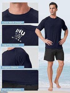 เสื้อแรชการ์ดผู้ชาย แพ็ค 4 ตัว แขนสั้น ป้องกันแสงแดด เสื้อสำหรับตกปลา UPF 50+ แห้งเร็ว เสื้อแรชการ์ดสำหรับเดินป่า - Product Image 4