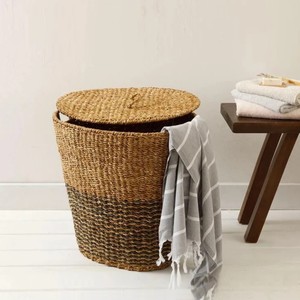 Elegante Cesto de Lavandería de Seagrass con Tapa, Cestas de Almacenamiento Multifuncionales Ecológicas para Artículos del Hogar, Tejidas a Mano en Vietnam - Product Image 4