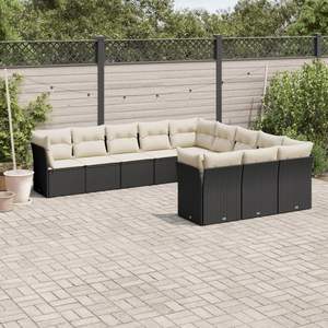 Conjunto de Sofá Modular Grande de 11 Piezas para Jardín en Ratán PE Negro, Muebles Elegantes para Exteriores - Product Image 1
