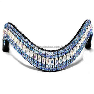 Accessoires cheval en cuir avec 5 rangées saphir et cristaux d'argent, strass bling, toutes tailles personnalisées, vente en gros - Product Image 3