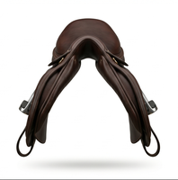 Selle d'Équitation Anglaise Premium Real International Saddlery RES-15 en Cuir Marron Foncé, Arbre en Plastique, Confort Personnalisé, Emballée
