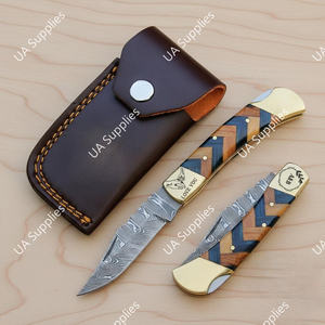 Cuchillo EDC de Acero de Damasco Forjado a Mano 58 HRC, Afilado como una Navaja, con Hermosa Mango de Madera de Olivo y Latón, Ideal para Camping, Venta al por Mayor - Product Image 5