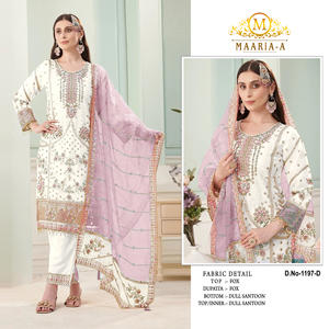 Traje Pakistaní de la Mejor Calidad, Tela Georgette Sintética con Bordado y Lentejuelas, con Trabajo Khatli, Trajes Pakistaníes al por Mayor - Product Image 4