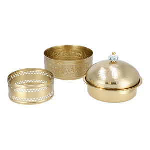 Royal Gold Arabic Calligraphy Stainless Steel Buffet Chafing Dish Hammered Dome Lid <b>Ceramic</b> <b>Knob</b> 20cm Diameter for Hotel - Product Image 2