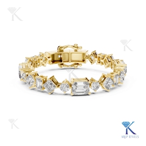 Luxury Alternating Cut Diamond Bracelet Emerald Princess Round 14K 18K <b>Solid</b> <b>Gold</b> Fine Women Jewelry Manufacturer Wholesale - Product Image 3