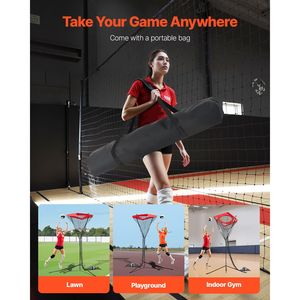 Attrezzatura Portatile per Allenamento di Pallavolo con Base in Acciaio, Angolo e Altezza Regolabili per Pratica dei Passeggianti, Rete Inclusa - Product Image 6