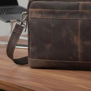Sacs pour ordinateur portable en cuir avec fermeture éclair, design multi-poches, sacs pour ordinateur portable en cuir sur mesure, vente directe d'usine de sacs pour ordinateur portable en cuir - Product Image 5