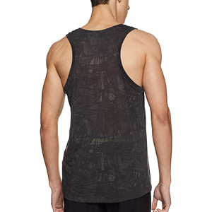 Men's Black O-Neck <b>Sleeveless</b> Knitted Tank Top Printed Pattern Casual Breathable Cotton Quick Dry Eco-Friendly Workout Wear - Product Image 4