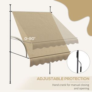 Toldo de Patio Independiente Beige de 6.5 x 4 Metros, Retráctil Manual, Protección UV, Marco de Aluminio Extensible para Terrazas, PC PVC - Product Image 5