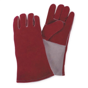 ถุงมือเชื่อมหนังวัวแท้สีน้ำเงิน ทนทาน ยาวพิเศษ อุปกรณ์ป้องกันส่วนบุคคล ปลอกนิ้วเย็บติดแน่น ป้องกันความร้อน - Product Image 2