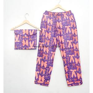 Conjunto de Pijama de Algodón 100% con Estampado de Lazo, Estilo Moderno, Estampado a Mano, Ropa de Dormir Ligera para Mujer, Conjunto para Estar en Casa en Verano - Product Image 5