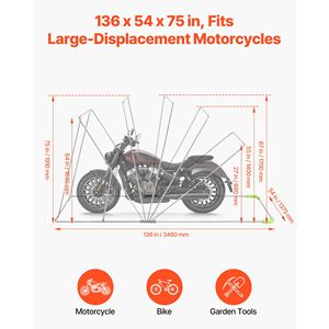 Abri de rangement pour moto tout temps robuste en tissu Oxford 600D, tente de garage pliable avec serrure de sécurité - Product Image 2