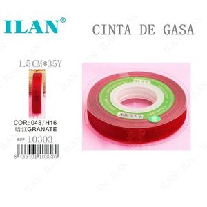 Nastro ILAN Gasa 1,5 cm x 35 iarde, colore rosso granato, per artigianato e decorazioni - Product Image 1
